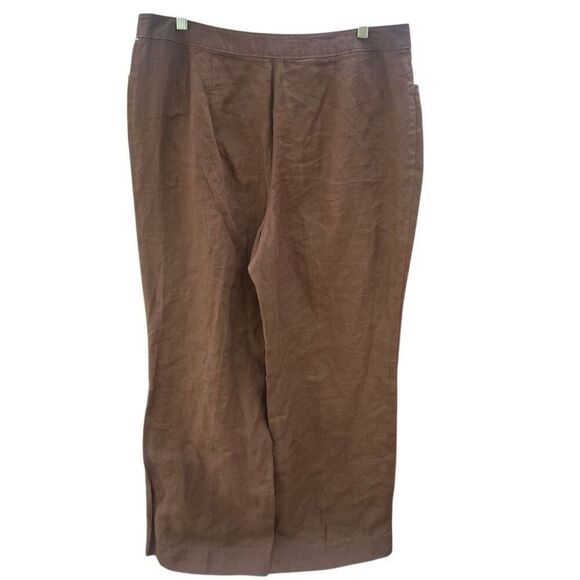 J. Jill 100% linen super wide leg high rise brown Lagenlook 628 - Picture 5 of 7